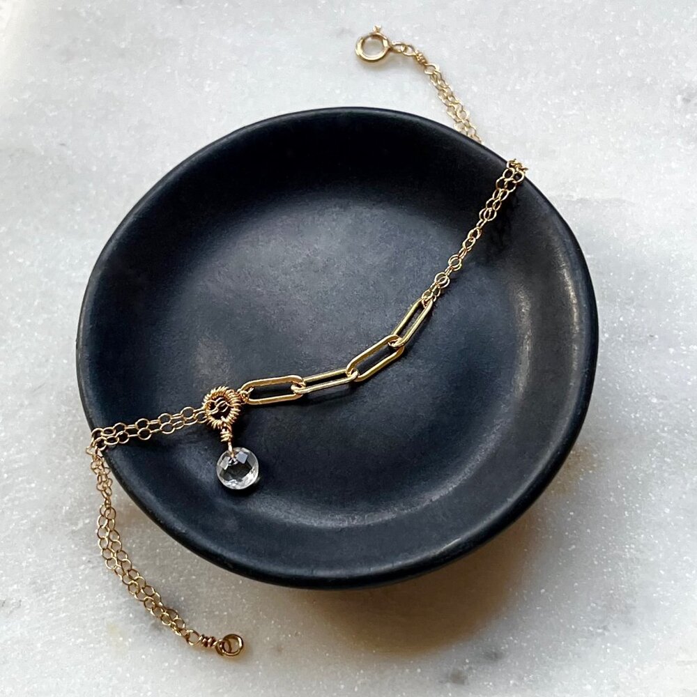 Gold Filled Dainty Paperclip Chain Bracelet - Picture 3 of 3